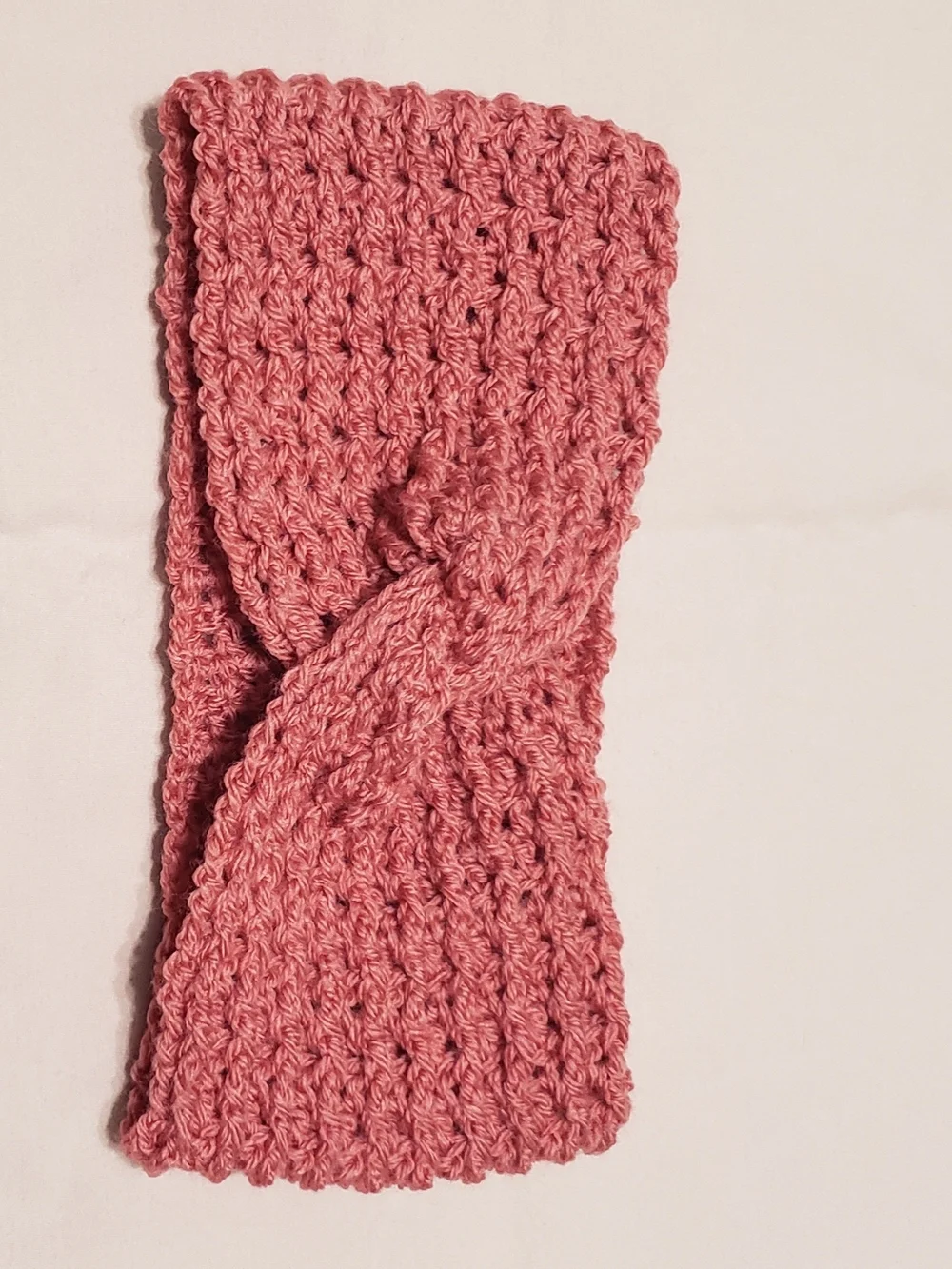 Hand Crafted Twisted Crochet Turban Headband - Rose Pink